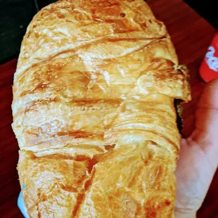 Extra large ham and cheese croissant.