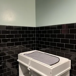 a black and white tiled bathroom