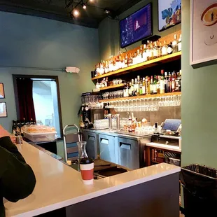 The back bar area. Note the Amaro for Italian cocktails