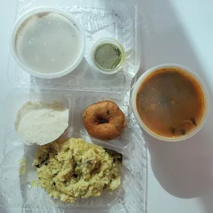 1/2 Pongal and 1 Idli and 1 Vada Combo