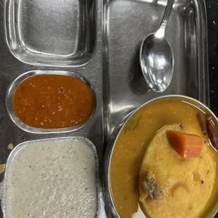 Sambar Idli dipped