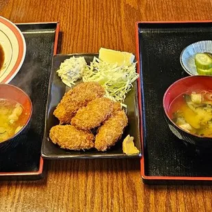 a variety of food items on a table