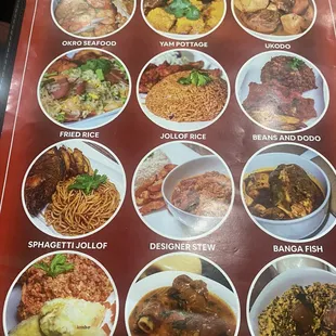 Pictures within the menu.