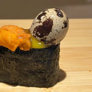 This is heaven. Had to take a moment to compose myself. Uni and a quail egg... wow