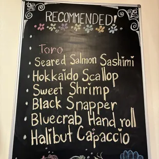 Recommended Menu