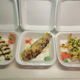 Left to right- Crunch crab, Explosion, Obama