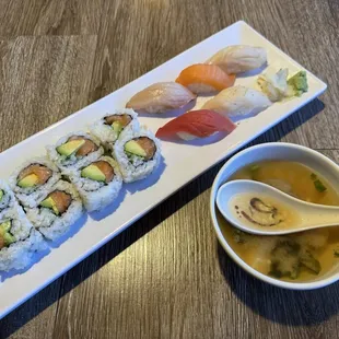 L5. Nigiri Lunch Special (w/ Salmon Avocado Roll &amp; Miso Soup)