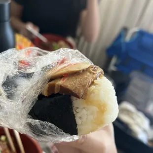 pork and egg onigiri