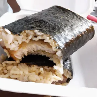Pork belly musubi (with egg) Delicious, tender pork belly!