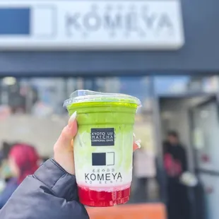 Strawberry Fresh Milk with Matcha Foam