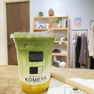 Mango Fresh Milk with Matcha