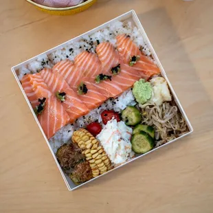 Salmon soy bento