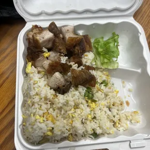 Lechon kawali and garlic fried rice