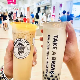 Iced caffe latte &amp; oolong milk tea
