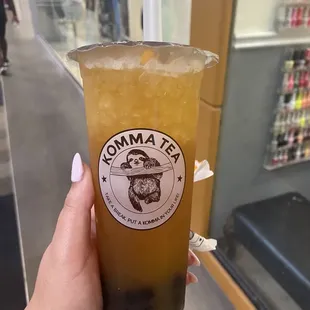Mango Passion Tea with Honey Boba