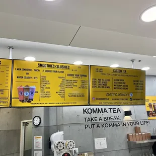 menus and coffee machines