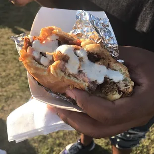 With the horseradish mayo