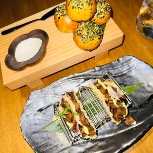 Japanese Milk Bread,  Wagyu Skirt Steak Tacos