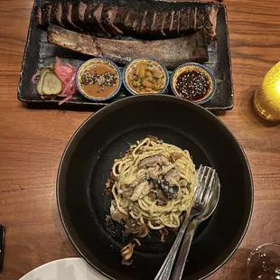 Wild mushroom Lo Mein and Short Rib! Delicious!