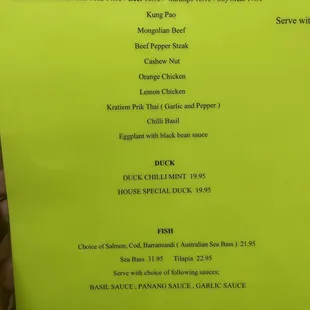 menu