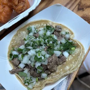 Traditional steak taco