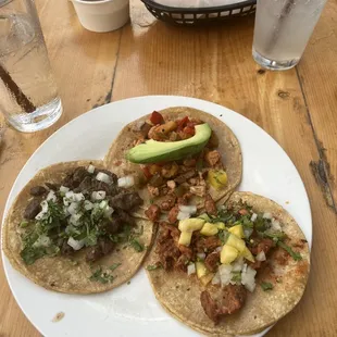 salmon, asada, al pastor