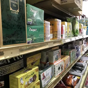 All kinds of loose leaf and bags of tea