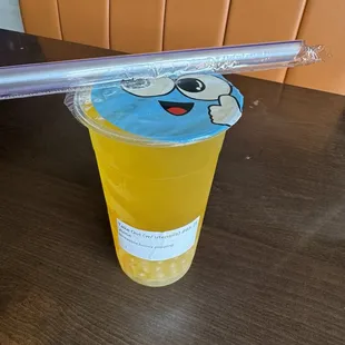 Pineapple flavored juice with honey popping!