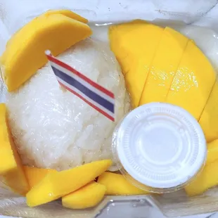 Mango sticky rice, $8.99. Bogo on Tuesdays. It's not as good as my mom's, but not bad. Mango could be more ripe.