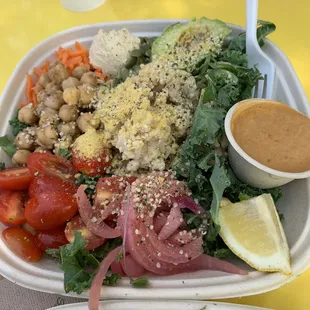 Kale Caesar bowl with brown rice