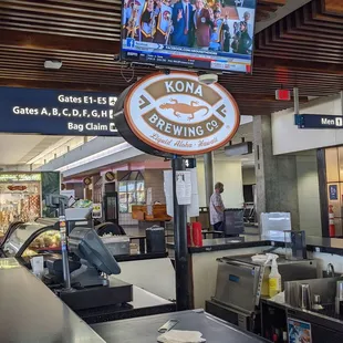 a sign for the restaurant