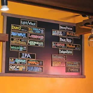 Beer menu
