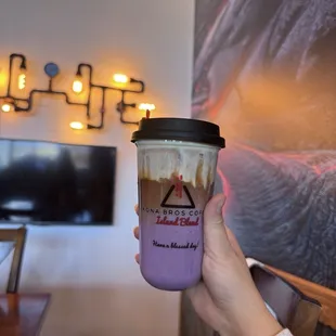 Ube latte with 2 shots of espresso