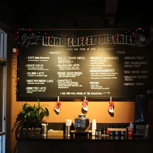 Chalkboard menu