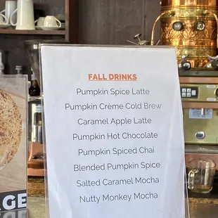 Fall speciality drinks