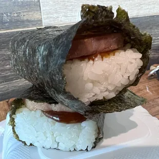 a sushi roll on a plate