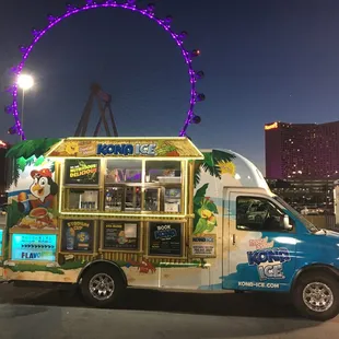 Our truck lights up so pretty, and we always have our tropical music playing to make it even more fun!