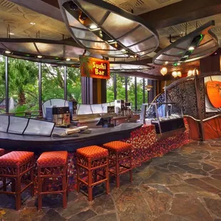 a bar with a view of the ocean