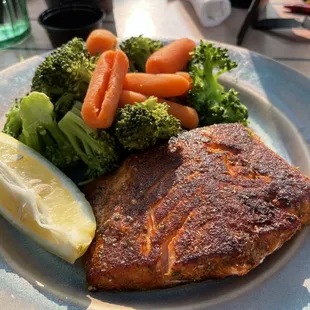 The salmon. A nice big piece of it. Well prepared.