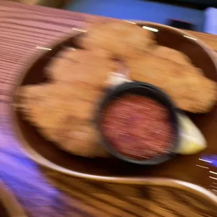 Fried oysters. Parmesan crusted fried oysters.