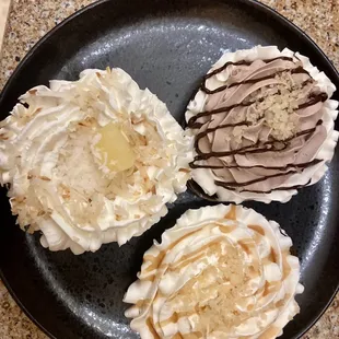 Pineapple and toasted coconut, chocolate macadamia, caramel macadamia