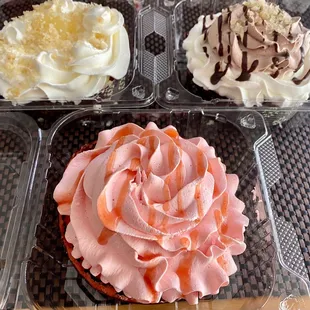 Pineapple macadamia, chocolate macadamia, and guava cream mini cakes