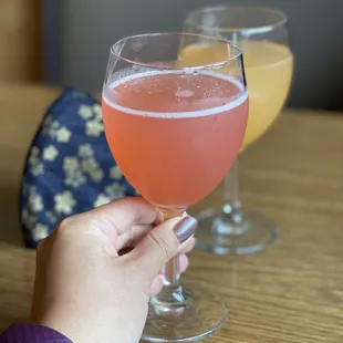 Mask up and enjoy a tropical mimosa! (Strawberry guava, passion orange guava)