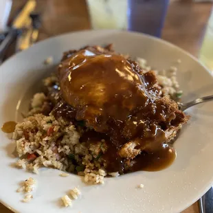 BYO Loco Moco,  with Fried Rice and Chicken Katsu