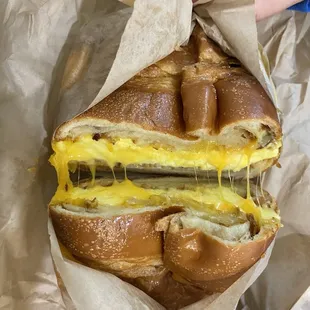 Egg and Cheddar on a Croissant