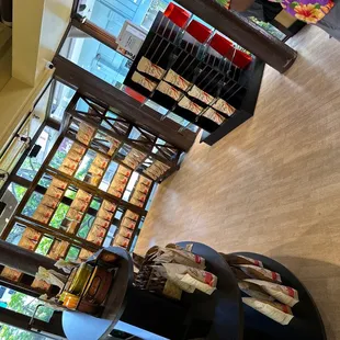 a display of coffee and pastries