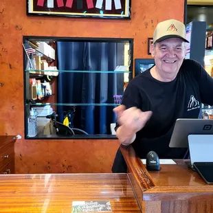 D&apos; Justin, employee giving the shaka Kona Mtn Coffee Wed Jan 29, 2025