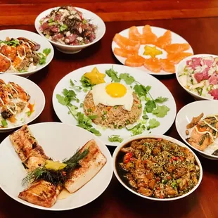 a variety of asian dishes