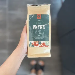 100% Kona Coffee they roast. It was expensive but the smoothest coffee I've ever tasted