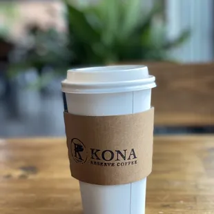 a coffee cup on a table